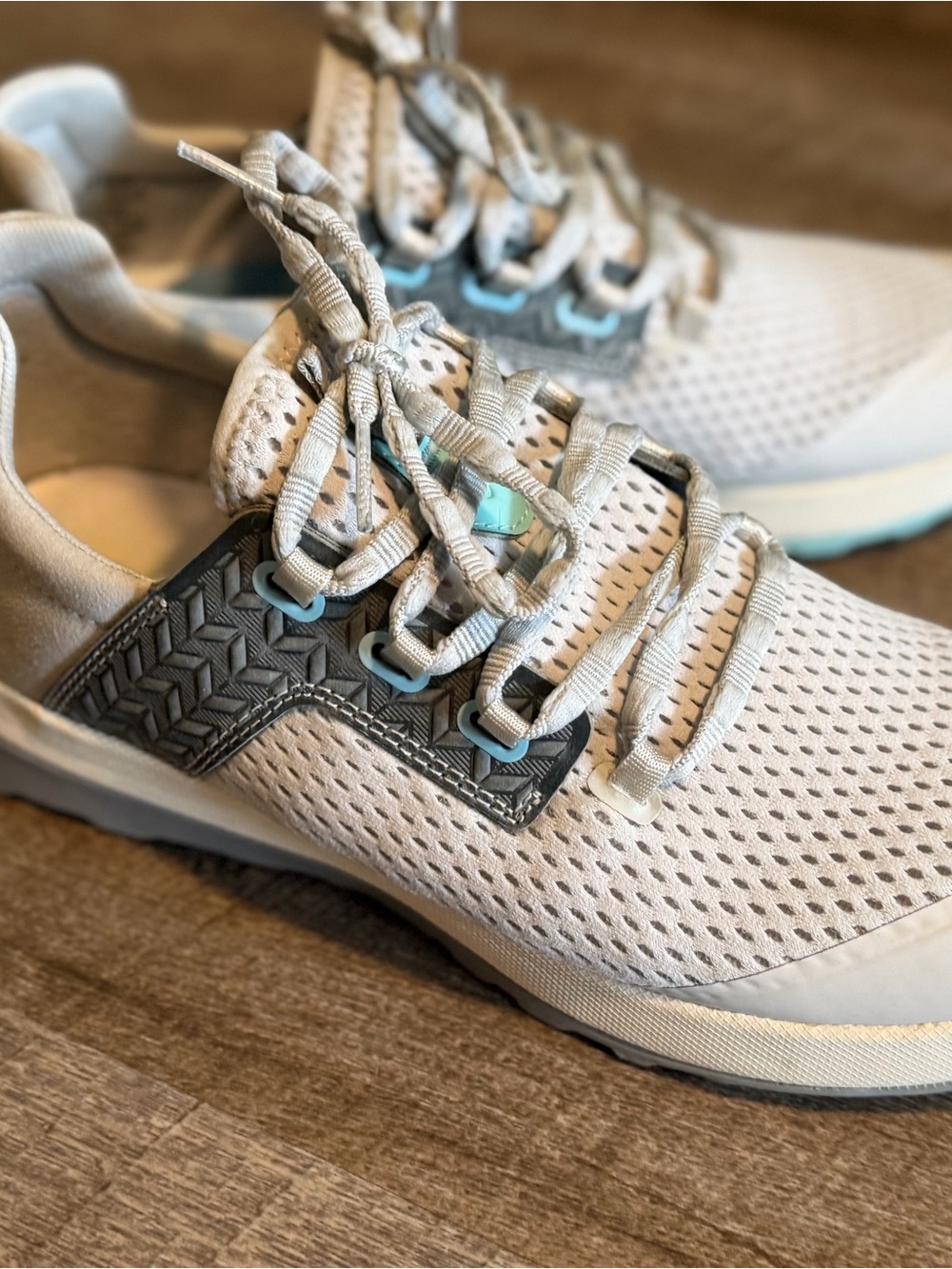 OluKai Light Gray Athletic Sneakers with Blue Accents